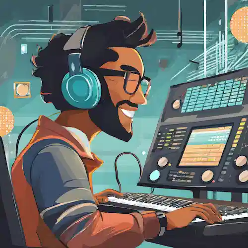 Productores musicales viendo su computador escuchando su mas grande creacion